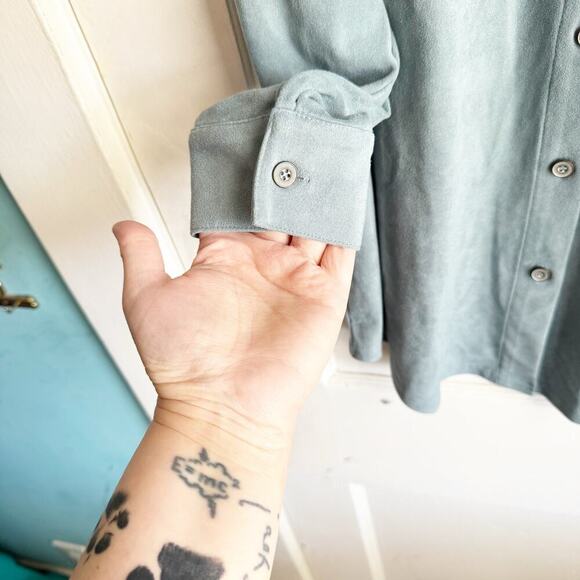 Soft Surroundings Softly Sueded Shirt Tranquil Blue Women’s S Casual Minimalist - Picture 6 of 12